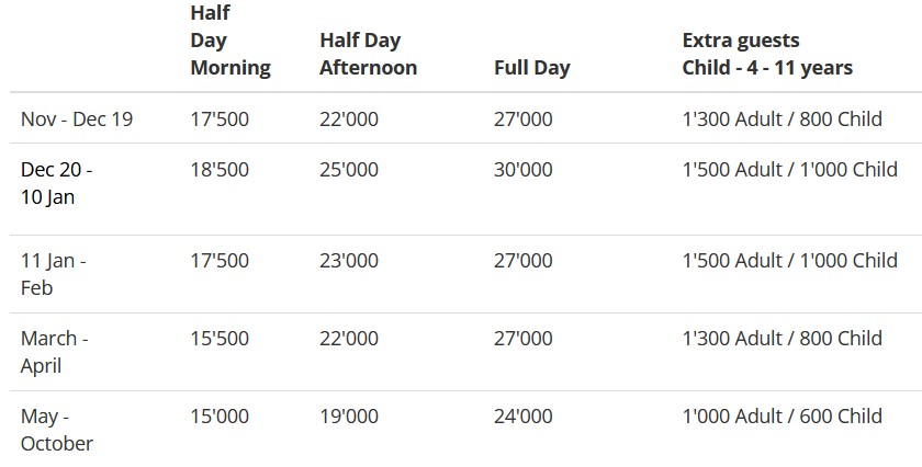 Rates Private Day Trip Phuket