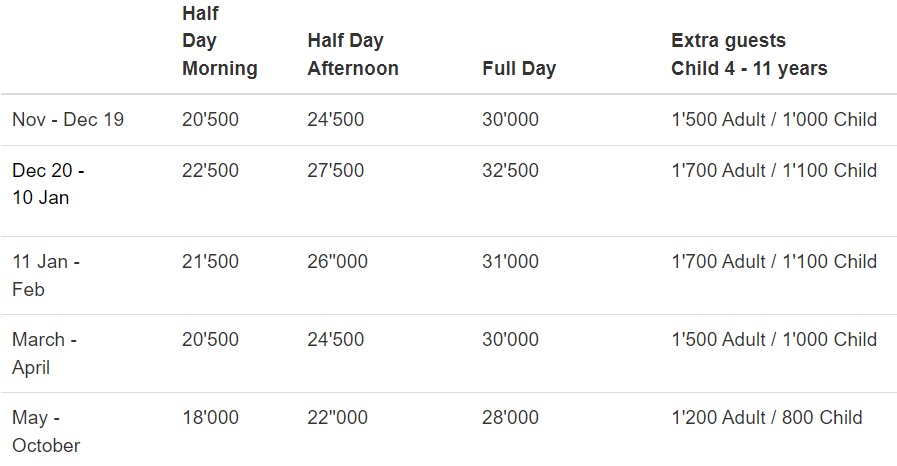 Phuket Private Day Trip Rates